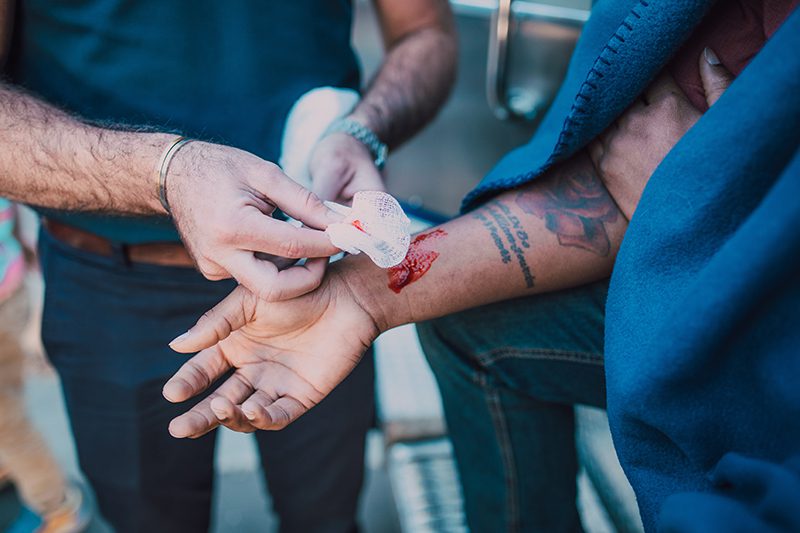 Junk removal injury laceration San Fernando Valley