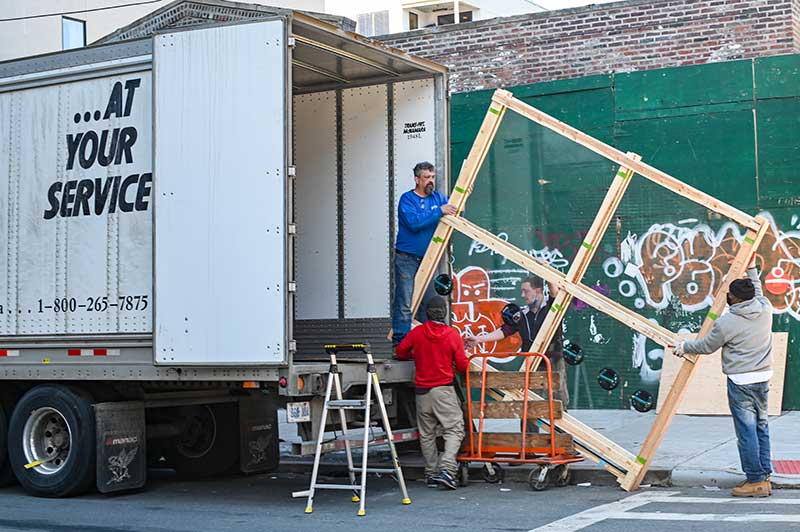 Furniture moving equipment on Van Nuys street
