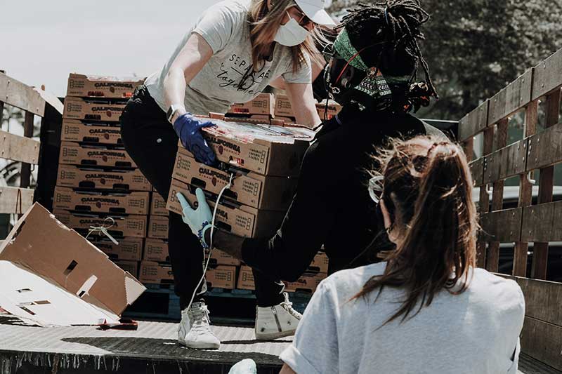 Junk hauling truck at donation center, Burbank CA