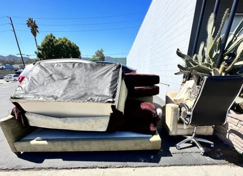 Furniture removal from Burbank, CA sidewalk